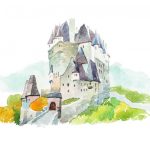 Zeichnung von der Burg Elz an der Mosel - ©undrey - stock.adobe.com